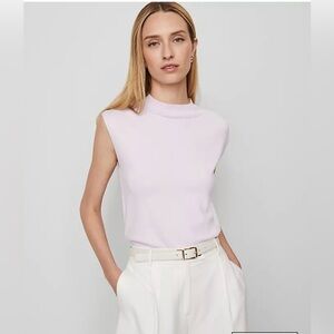 Ann Taylor Refined Mock Neck Sweater Shell Sleeveless Lilac Top
